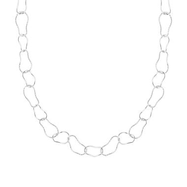 Collana Catena Fantasia alternata Diamantata e Lucida in ARGENTO 925 Galvanica Rodio