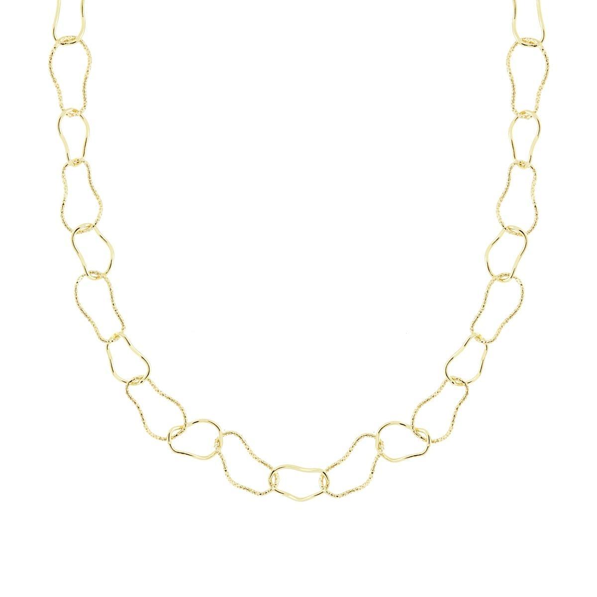 Collana Catena Fantasia alternata Diamantata e Lucida in ARGENTO 925 Galvanica Oro