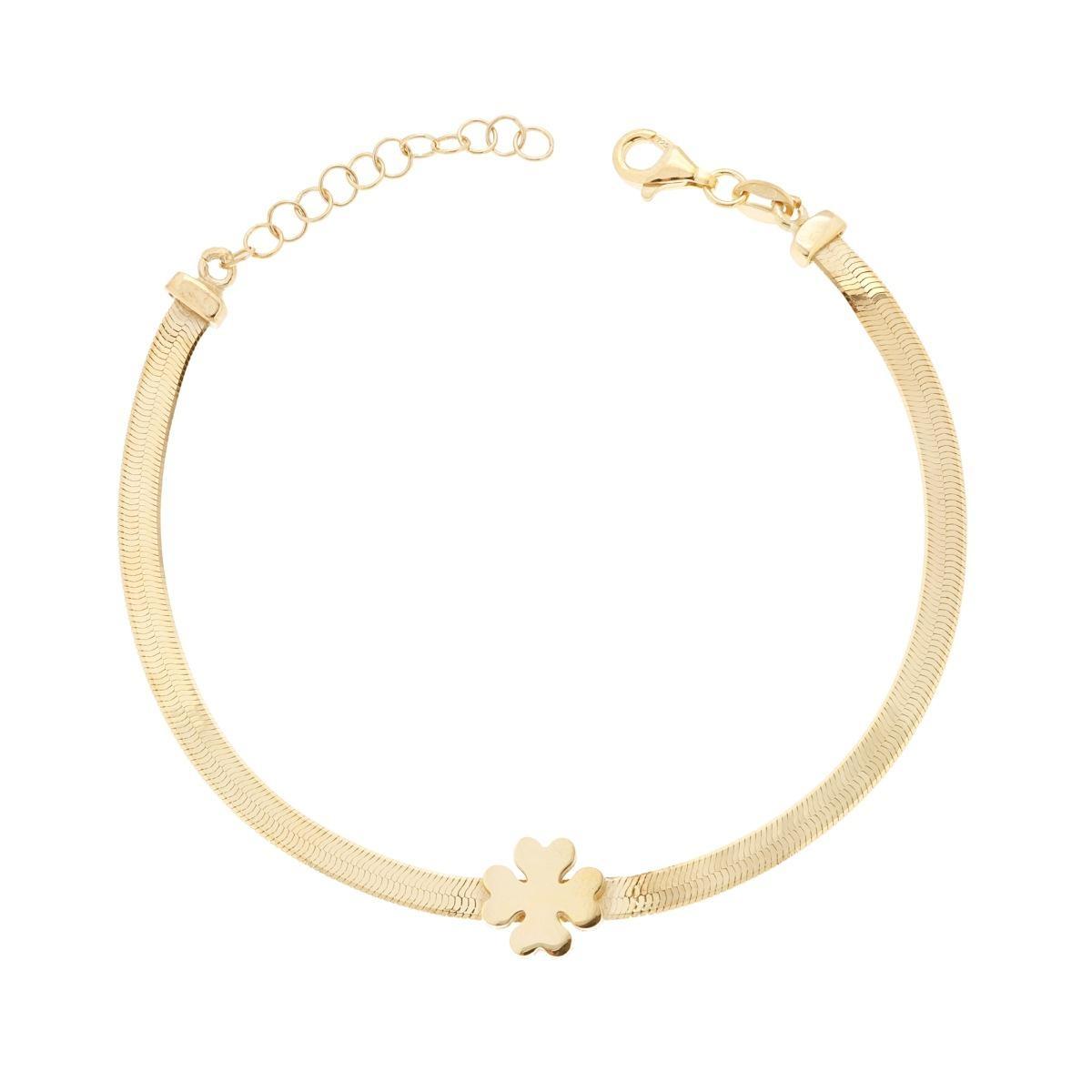 Bracciale Catena Magic Quadrifoglio plain in ARGENTO 925 Galvanica Oro