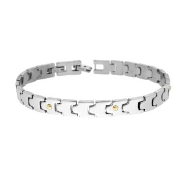 Bracciale Uomo Maglia Imperniata con Punti colore Oro in ACCIAIO
