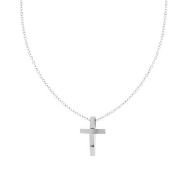 Collana Catena Forzatina Diamantata con Croce in ACCIAIO