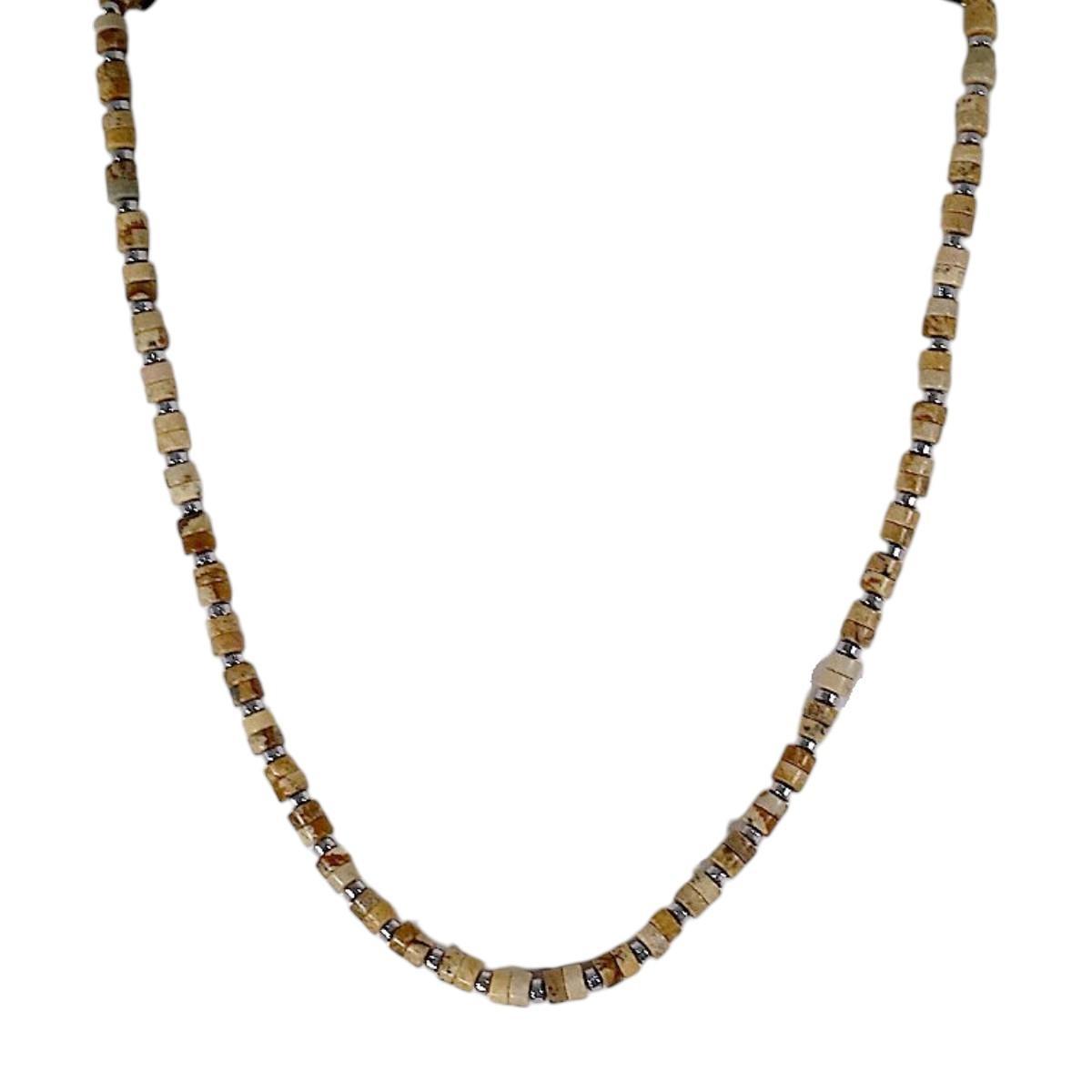 Collana con vere pietre dure e rondella in acciaio