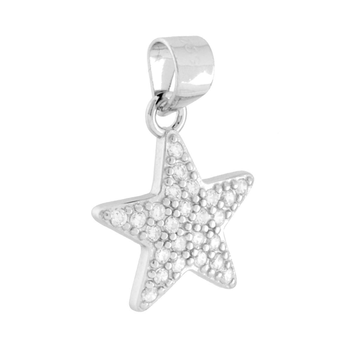 Ciondolo Stella con Cubic Zirconia Bianchi in ARGENTO 925 Galvanica Rodio