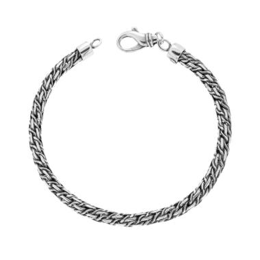 Bracciale Uomo Catena intrecciata in ARGENTO 925 Galvanica Rodio