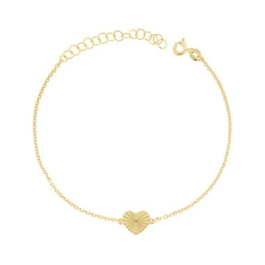Bracciale Catena Forzatina Diamantata con Cuore Diamantato in ARGENTO 925 Galvanica Oro