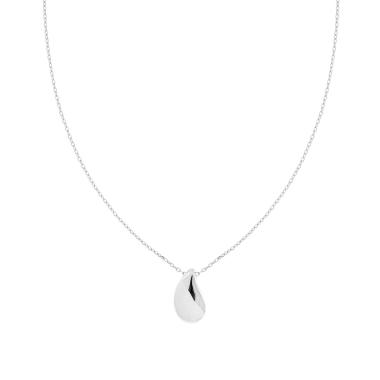 Collana Catena Forzatina Diamantata con Goccia Bombata in ARGENTO 925 Galvanica Rodio