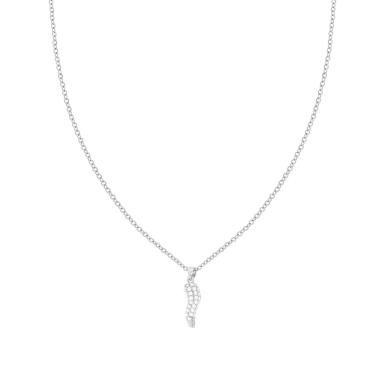 Collana Catena Forzatina Diamantata con Corno e Crystal Bianchi in ACCIAIO e OTTONE