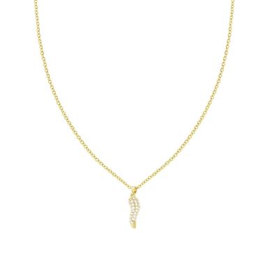 Collana Catena Forzatina Diamantata con Corno e Crystal Bianchi in ACCIAIO e OTTONE colore Oro