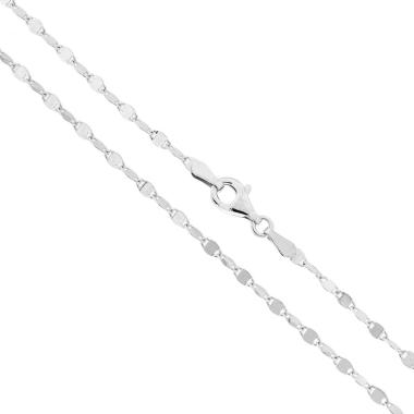 Catena Forzatina a Specchio Diamantata sezione 2.2 lunghezza cm 45 in ARGENTO 925 Galvanica Rodio