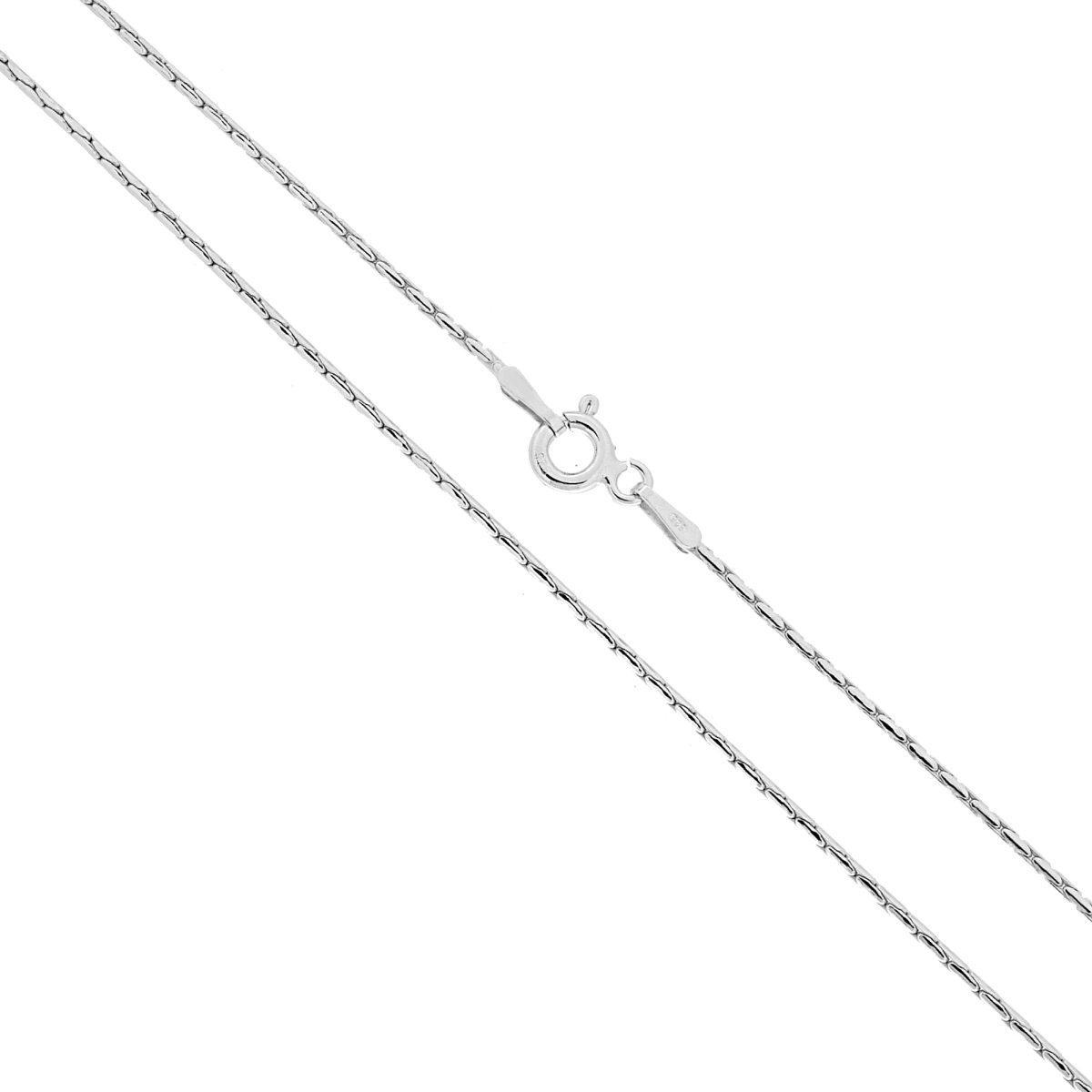 Catena Cardano Tonda Diamantata sezione mm 1 lunghezza cm 50 in ARGENTO 925 Galvanica Rodio