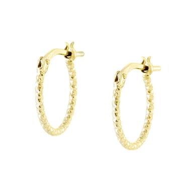 Orecchini Cerchio Diamantato mm 12 sezione canna mm 1,2 in ARGENTO 925 Galvanica Oro