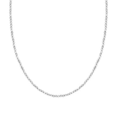Collana Catena con Palline Diamantate mm 3 in ARGENTO 925 Galvanica Rodio