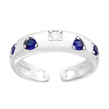 Anello Fascia con motivi geometrici Cubic Zirconia Blu Zaffiro e Bianchi in ARGENTO 925 Galvanica Rodio