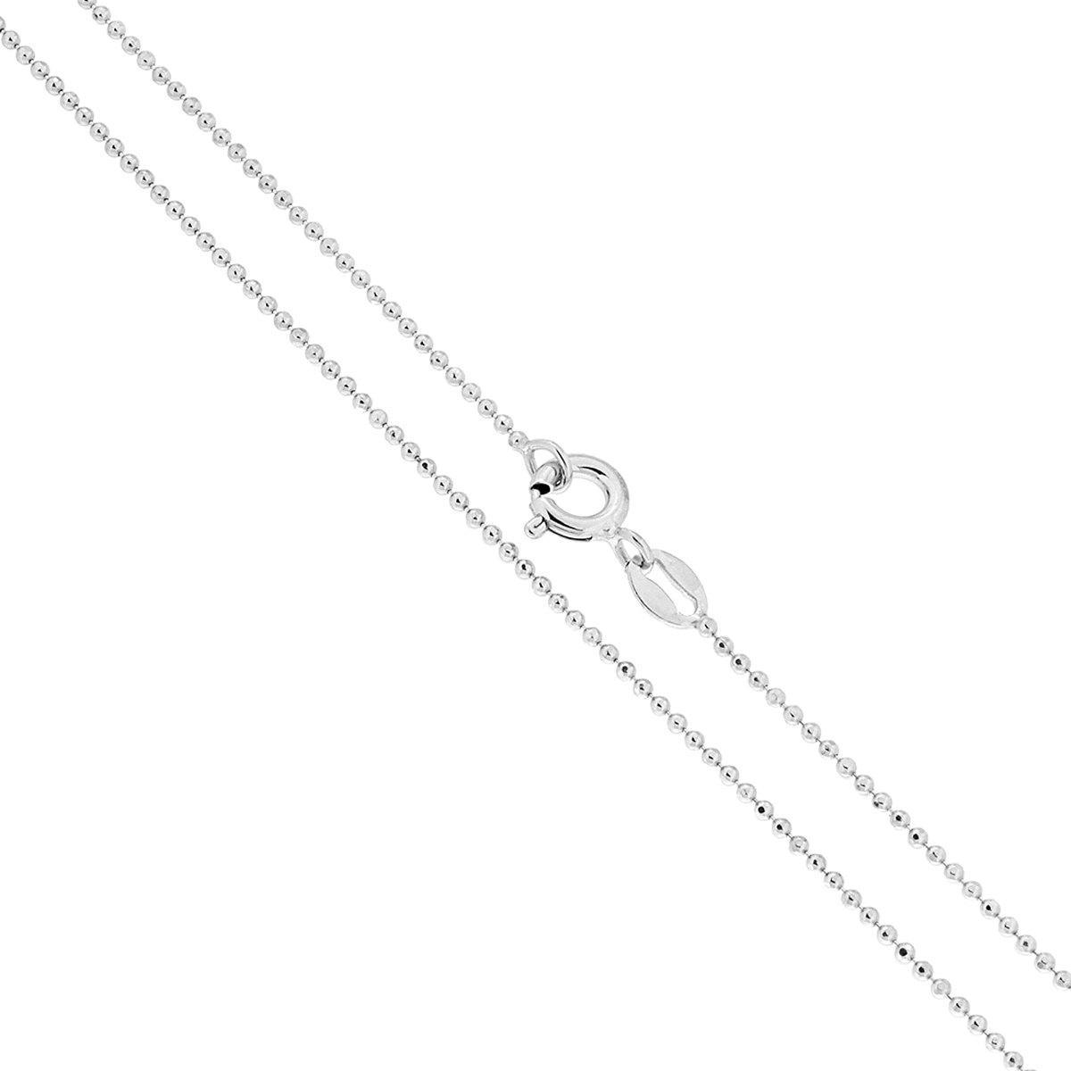 Catena Pallina Diamantata 120 sezione mm 1.2 lunghezza cm 45 in ARGENTO 925 Galvanica Rodio