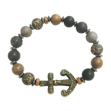 Bracciale di pietre con elastico simbolo ancora