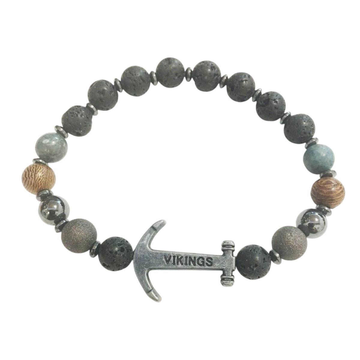 Bracciale di pietre con elastico simbolo ancora