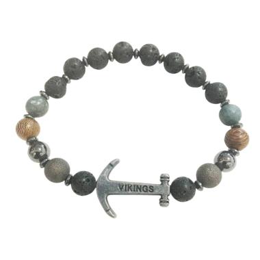 Bracciale di pietre con elastico simbolo ancora