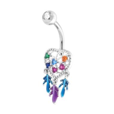 Body Piercing Banana mm 32 Cuore Acciappasogni con Crystal e Smalto Multicolor in ACCIAIO Chirurgico