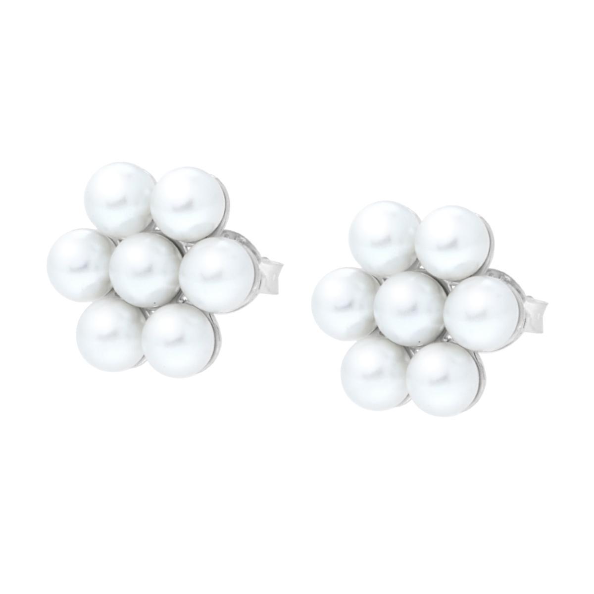 Orecchini Fiore di Perle in ARGENTO 925 Galvanica Rodio