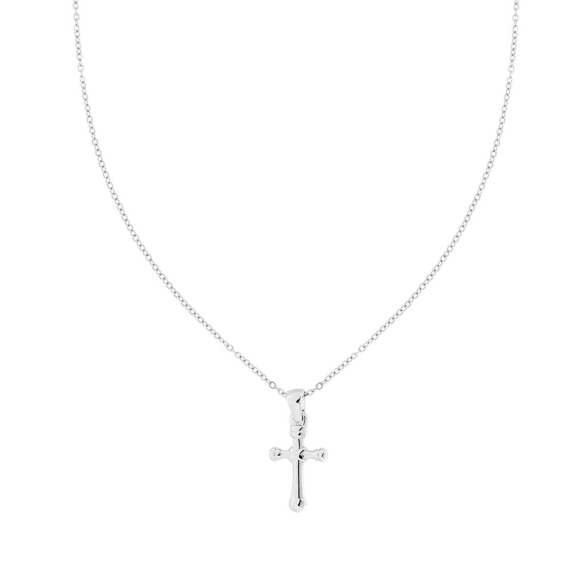 Collana Catena Forzatina Diamantata con Croce in ACCIAIO