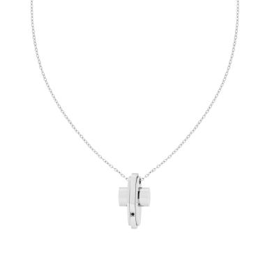 Collana Catena Forzatina Diamantata con Croce e Crystal Nero in ACCIAIO