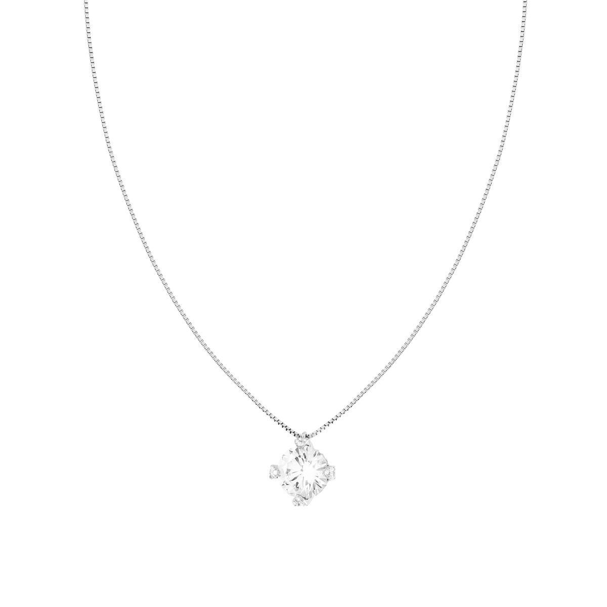 Collana Catena Veneziana Diamantata con Punto Luce Cubic Zirconia Bianco in ARGENTO 925 Galvanica Rodio