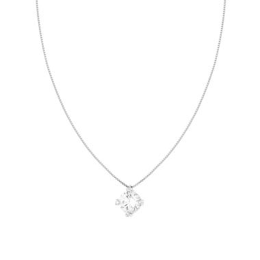Collana Catena Veneziana Diamantata con Punto Luce Cubic Zirconia Bianco in ARGENTO 925 Galvanica Rodio