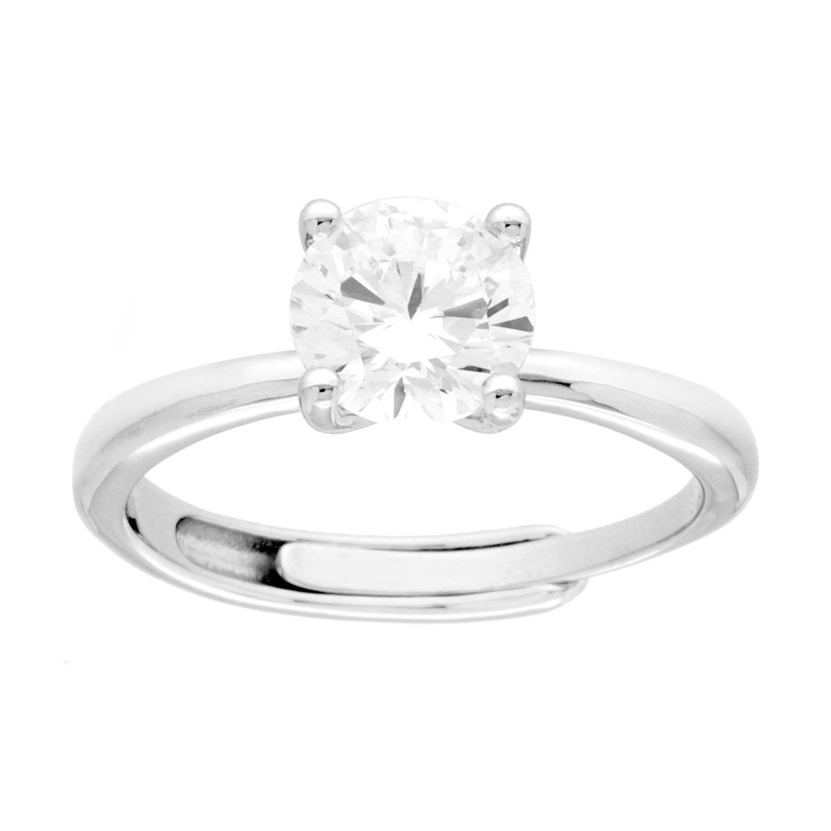 Anello Solitario con Cubic Zirconia Bianco mm 7 in ARGENTO 925 Galvanica Rodio