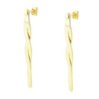 Orecchini Lunghi con Catena Magik intrecciata pendente in ARGENTO 925 Galvanica Oro