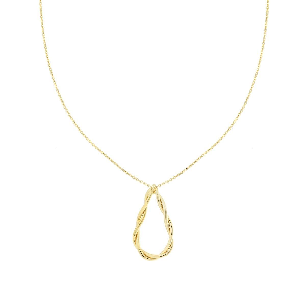 Collana Catena Forzatina Diamantata con Goccia doppia Canna intrecciata in ARGENTO 925 Galvanica Oro
