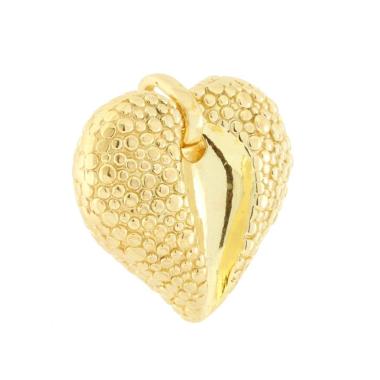 Ciondolo Cuore bombato Pallinato in ARGENTO 925 Galvanica Oro