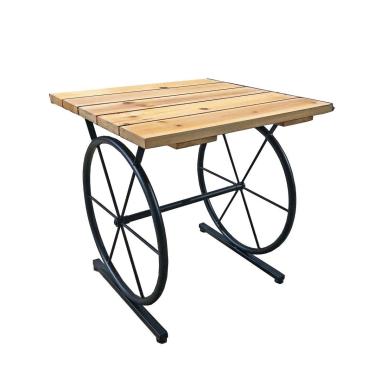 Tavolino con struttura in ferro e ripiano in legno 47x47xh47,5 cm