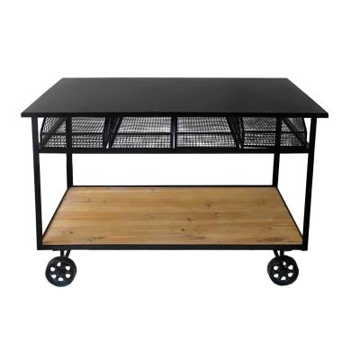 Carrello in ferro con un ripiano in legno 122x46xh.78 cm