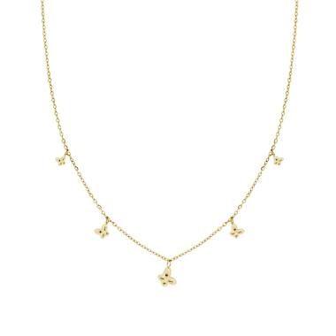 Collana Catena Forzatina con Farfalle Bombate pendenti in ACCIAIO colore Oro