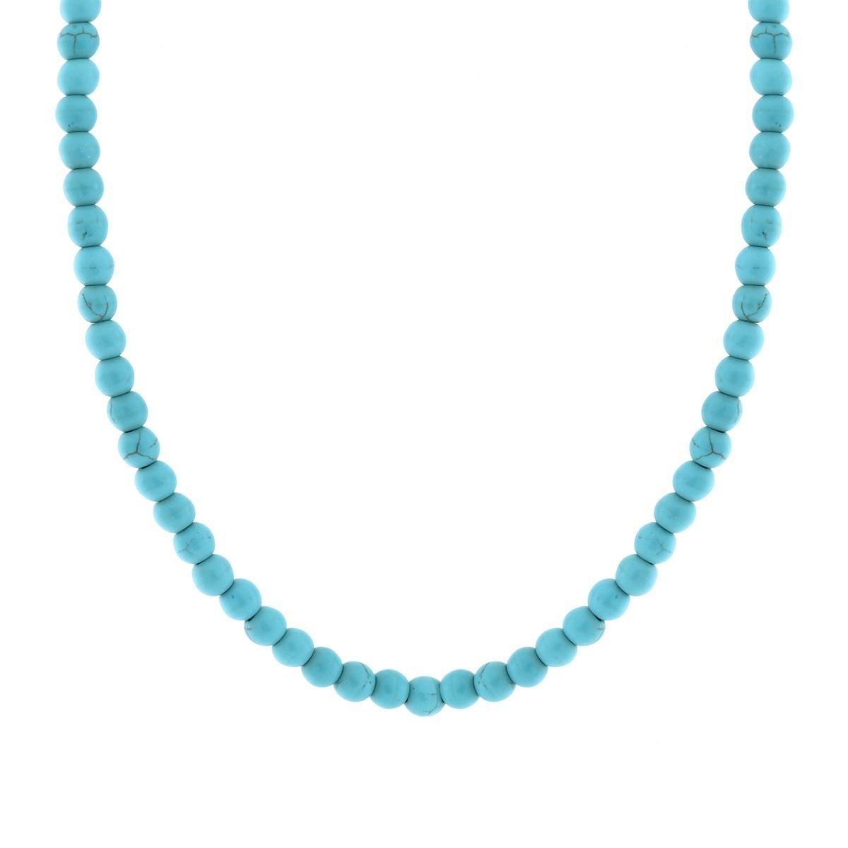 Collana filo Perle mm 6 colore Turchese in ACCIAIO