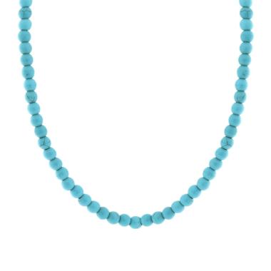 Collana filo Perle mm 6 colore Turchese in ACCIAIO