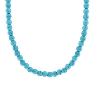 Collana filo Perle mm 8 colore Turchese in ACCIAIO