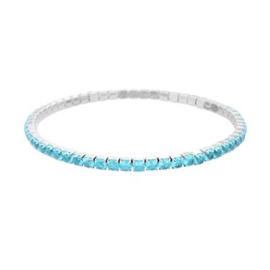 Bracciale Tennis Elastico con Crystal colore Acquamarina m 3 in ACCIAIO