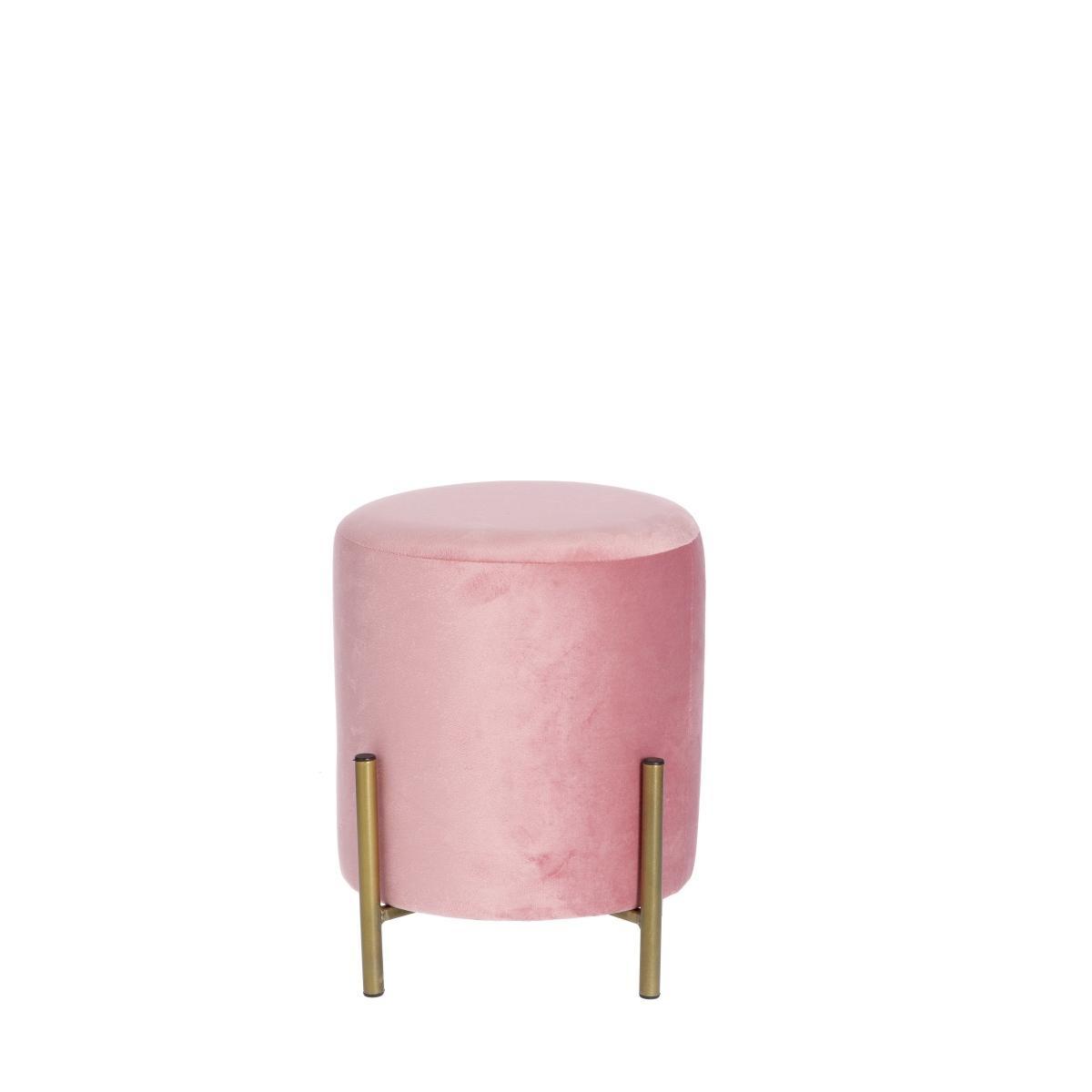 Pouf in velluto cesl rosa d.30xh.36 cm
