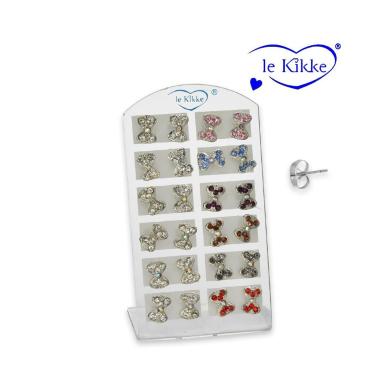 Orecchini fiocco strass card da 12 paia