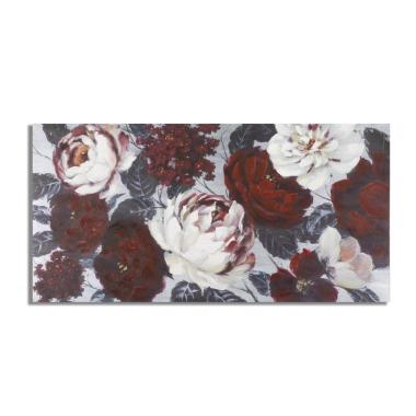 Dipinto su tela white/red flower darkback cm 120x3,7x60