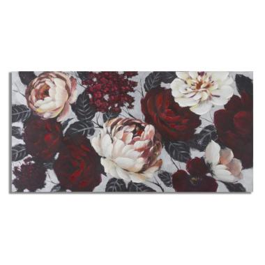 Dipinto su tela white/red flower lightback cm 150x3,8x76