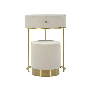 Comodino/toletta c/puff vellit crema cm Ø 52x70 - Ø 36x39