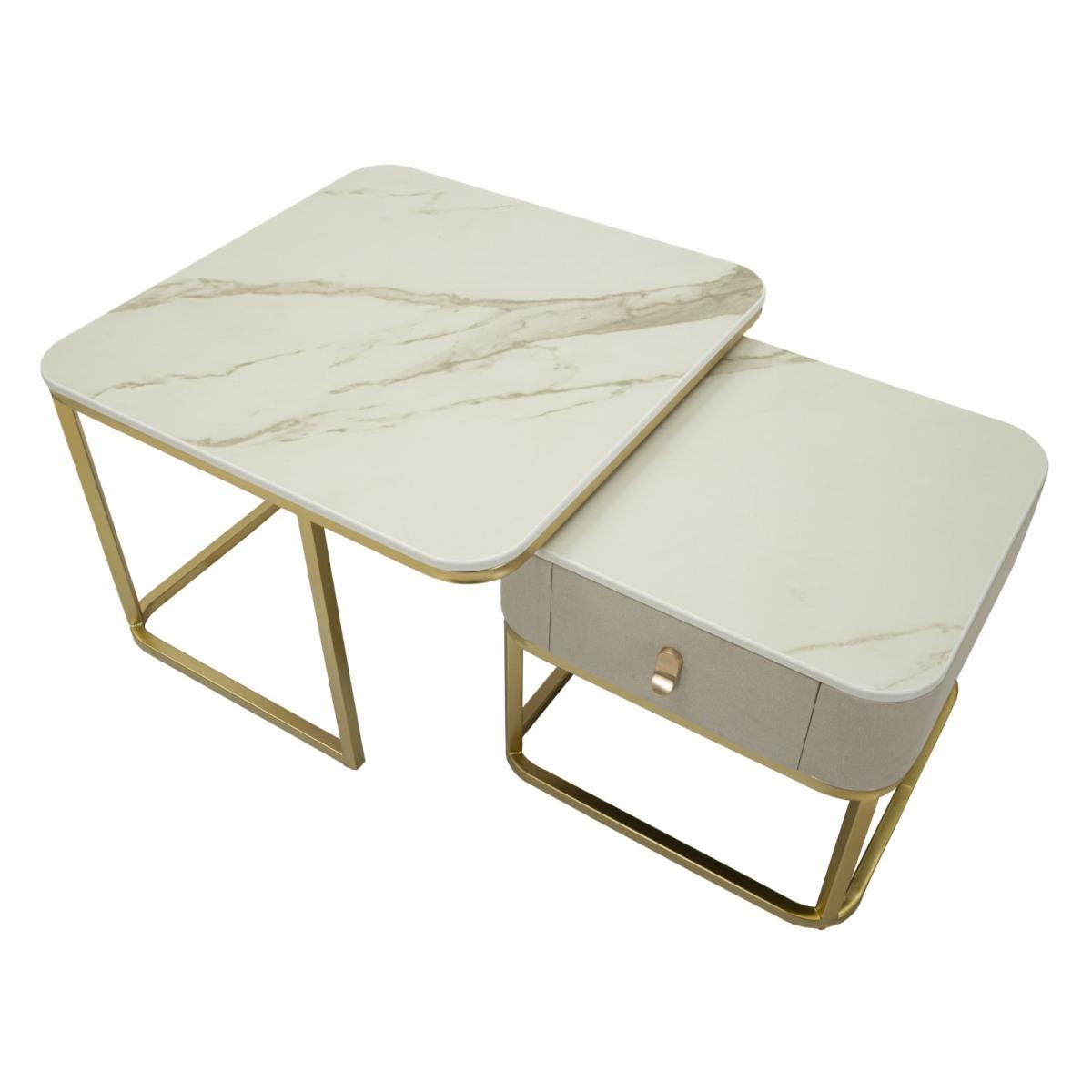 Tavoli da caffe' beauty coppia cm 70x70x48-50x50x43,5