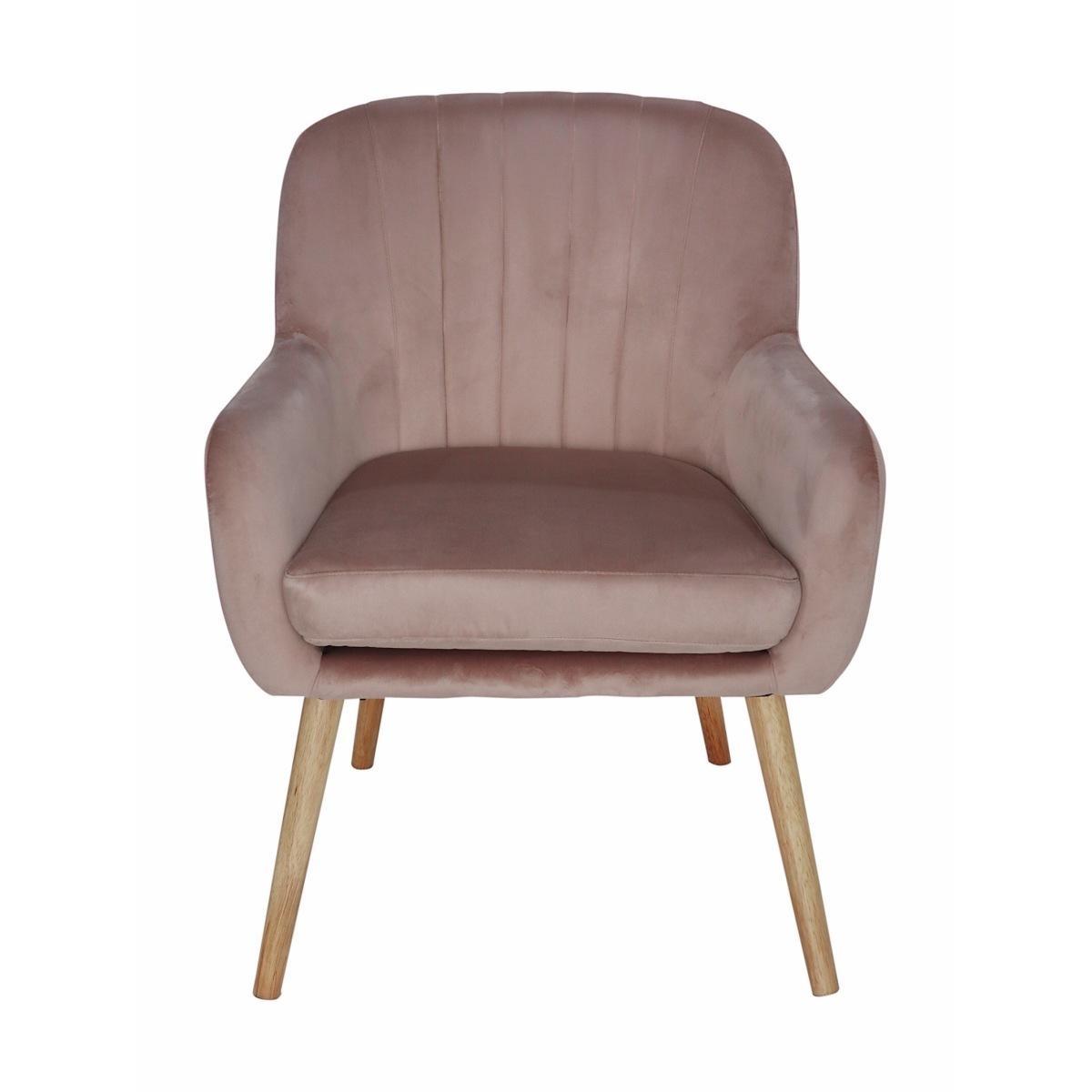 Poltrona in velluto eol rosa antico 62x66xh84 cm