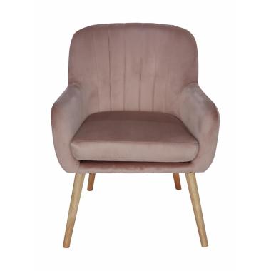 Poltrona in velluto eol rosa antico 62x66xh84 cm