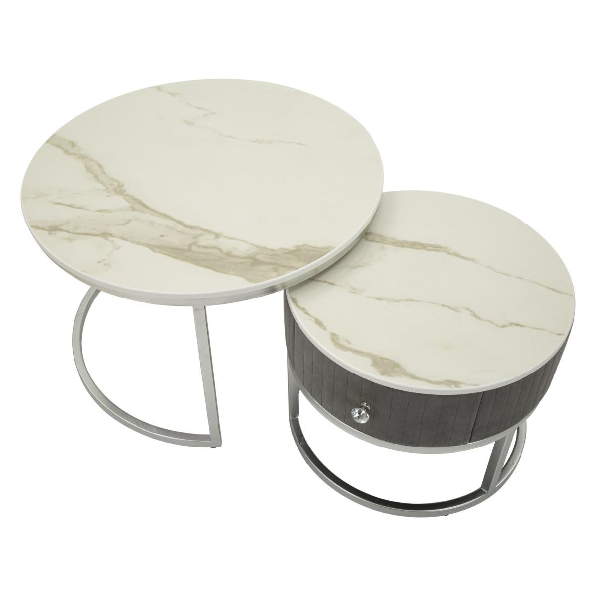 Tavoli da caffe' greys coppia cm Ø 70x45-50x40<br>