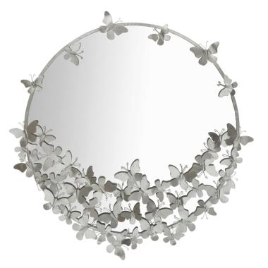 Specchio farfalle round silver cm Ø 91x3x94