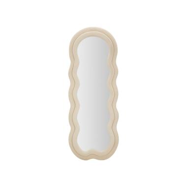 Specchio da muro miki velluto crema cm 60x4x160 (misura specchio cm 39x135)