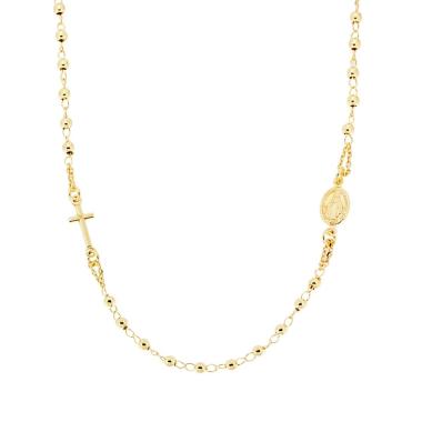 Collana Rosario modello Girocollo cm 50 con Grani a pallina liscia mm 3 in ARGENTO 925 Galvanica Oro